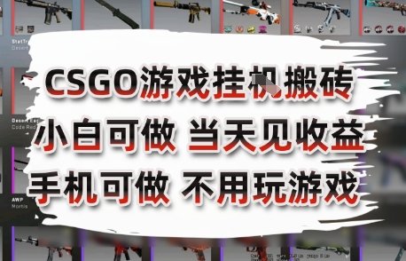 CSGO游戏挂G搬砖，小白纯手机即可操作，不用电脑打游戏，日入3张+，副业网创项目【揭秘】-学习圈